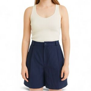 Vintage 90s Fundamental Things Shorts Y2K 14 Navy Pleated High Rise 31” Waist